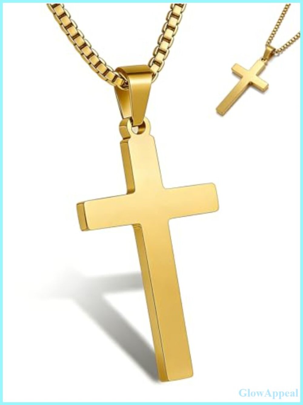Stainless Steel Cross Necklace Pearl Chain Pendant Simple Jewelry Gift